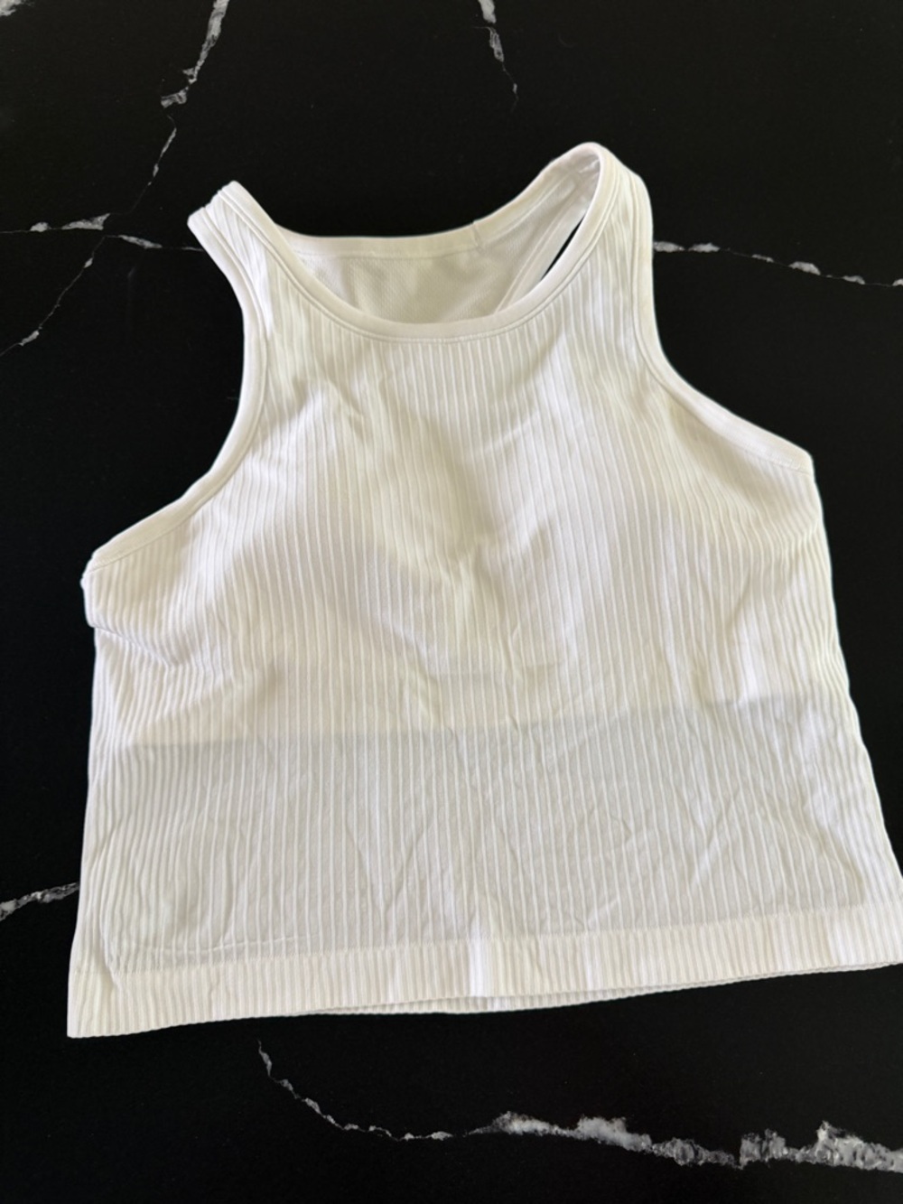 lululemon athletica White Ribbed Crop Tank